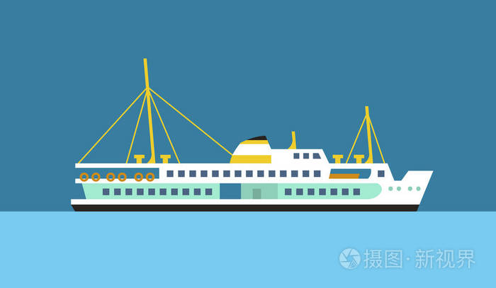 客运轮渡船舶平面矢量图标