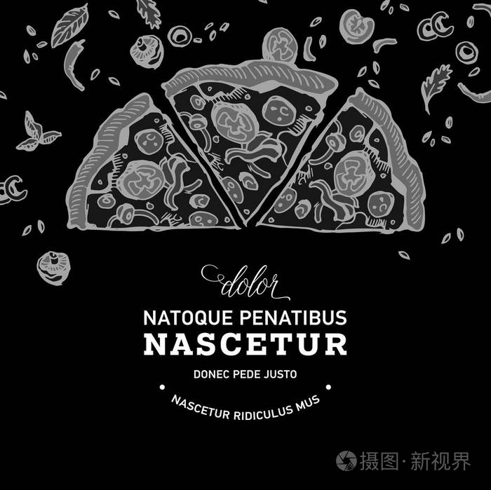 黑板上披萨房子顶