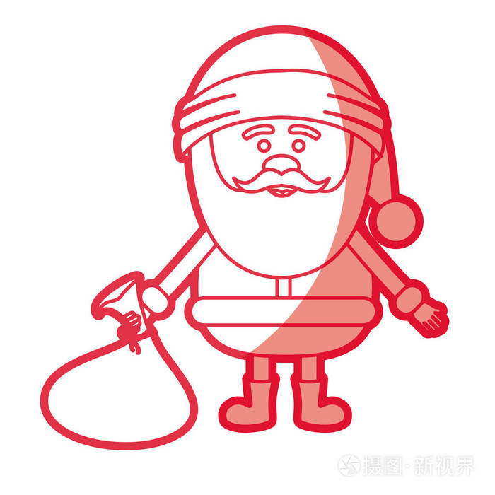 圣诞老人与礼物袋在地板上的红色剪影插画-正版商用图片1rxgmn-摄图新