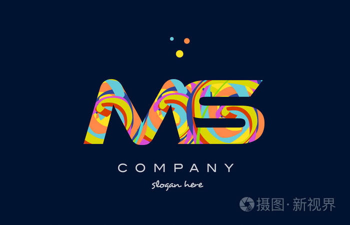ms m s 多彩字母表字母标志图标模板矢量