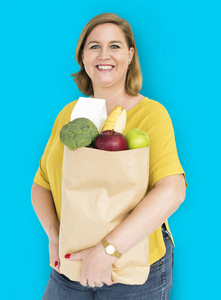 纸塑复合袋满是食物的女人图片