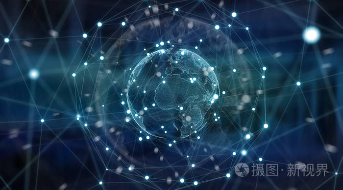 服务器背景三维渲染的全球世界观