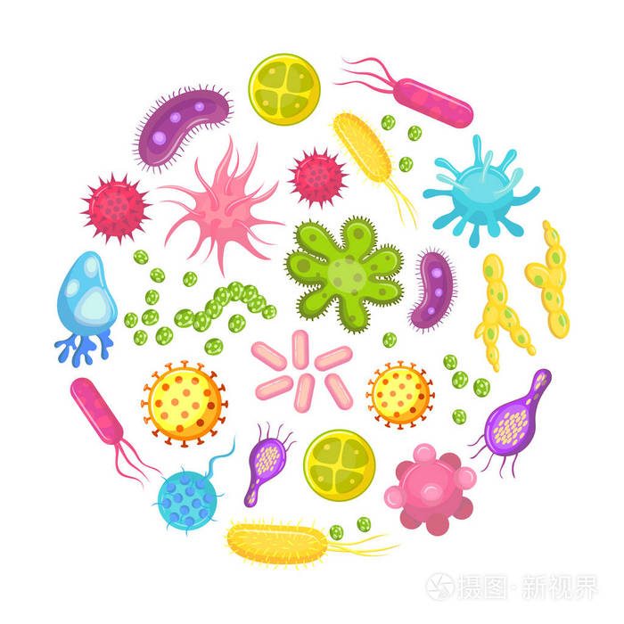 微生物, 细菌, 病毒细胞, 疾病细菌和真菌细胞.微生物