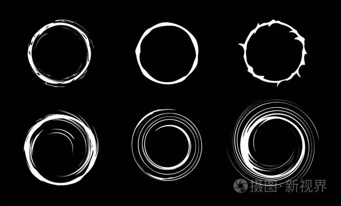 插画 空间黑洞设置.旋转抽象圆圈.孤立向量插图.eps