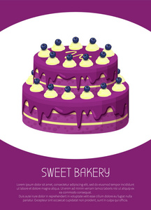 甜面包店海报两层蛋糕覆盖果酱图片