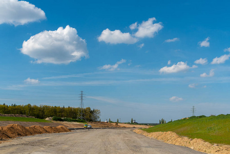 新建道路施工场地的大视野图片