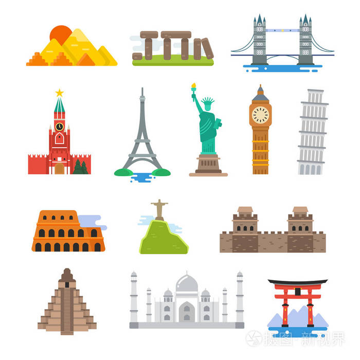 著名建筑世界旅游矢量地标图标插画-正版商用图片1s3bao-摄图新视界