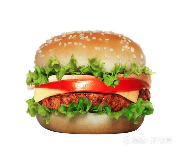 白底牛肉馅饼汉堡