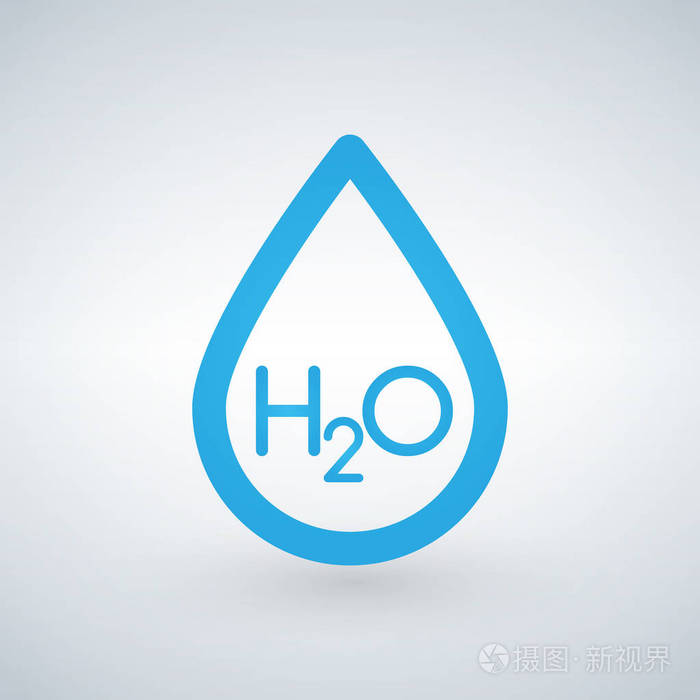 水h2o 下降线图标, 轮廓矢量符号, 线性样式象形文字孤立的白色背景.