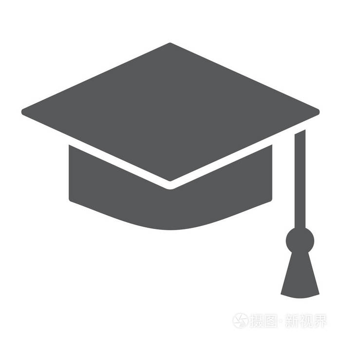 毕业帽标志符号学校和教育大学帽子符号矢量图形一个坚实的模式在白色