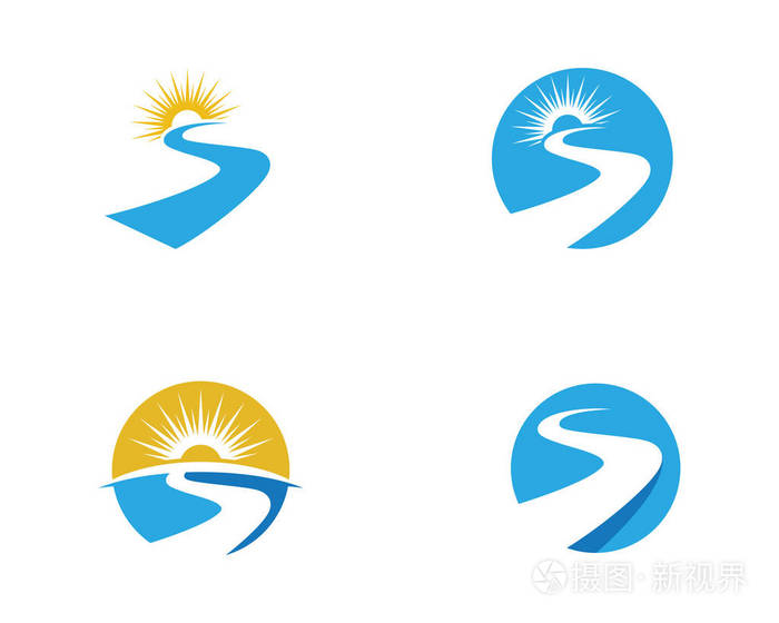 字母河流标志模板矢量图示设计