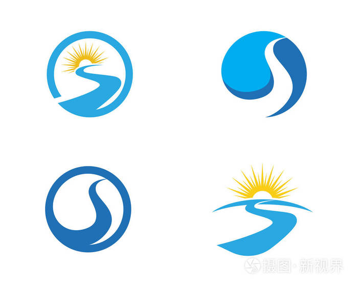字母河流标志模板矢量图示设计
