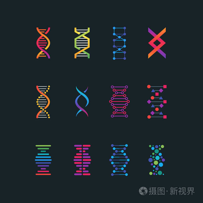 人类dna 研究技术符号.螺旋分子医学生物技术矢量图标
