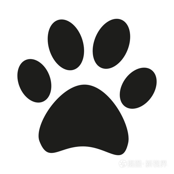 黑白猫爪足迹剪影