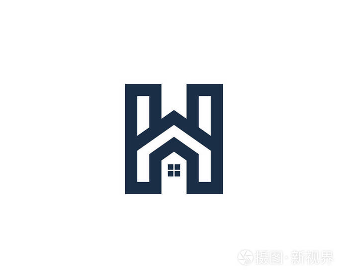 房子字母h标志图标设计