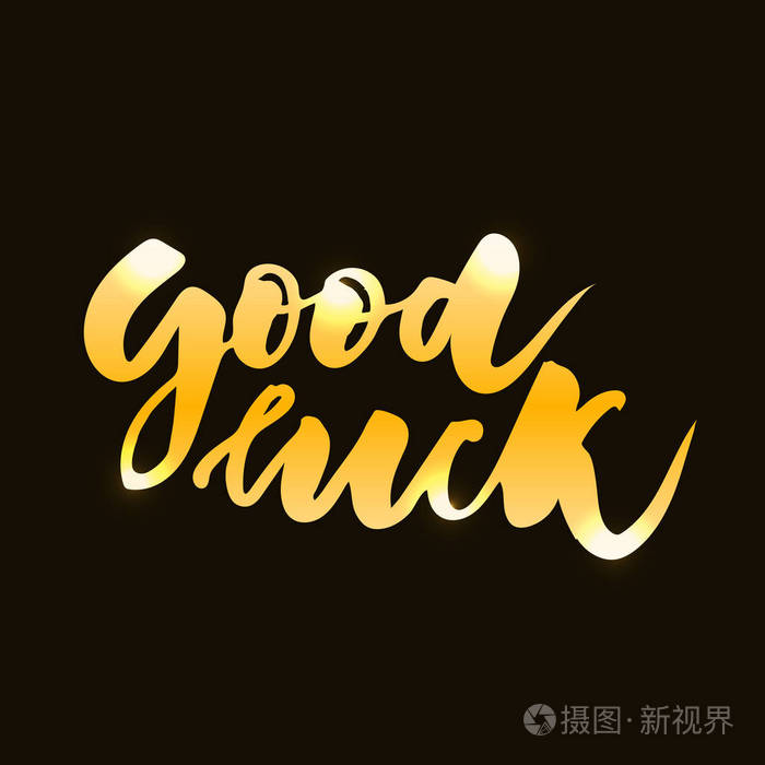 祝你好运文字书写书法短语黑白金