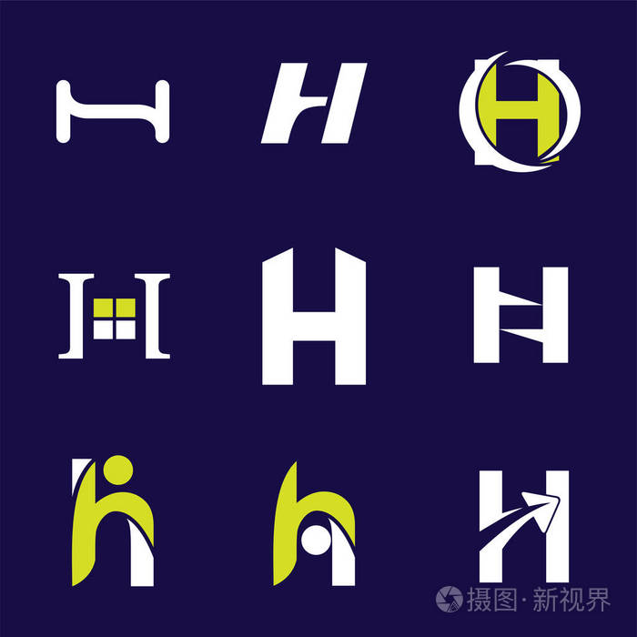 字母标志设计模板元素集合矢量字母h标志