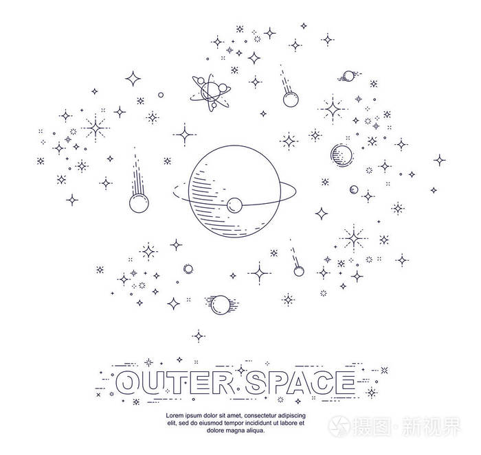 神奇的星系与未知的奇怪的未发现行星与恒星流星小行星和其他元素.
