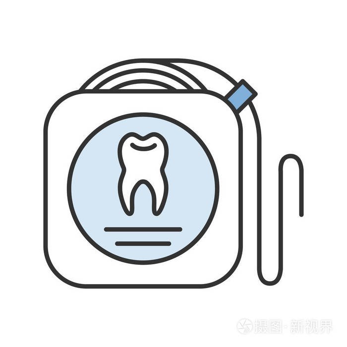 牙线颜色图标牙齿清洁孤立矢量图