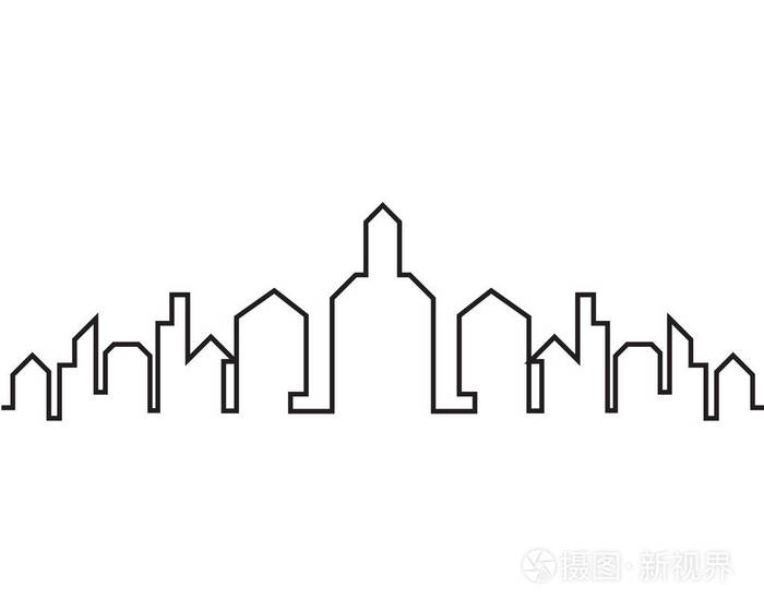 现代城市天际线城市轮廓矢量图平面设计