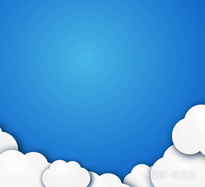 蓝色背景上美丽蓬松的空云图