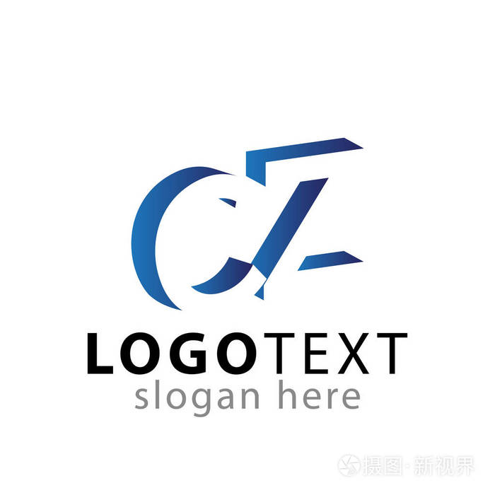 带有负空间标识图标矢量模板的cz首字母
