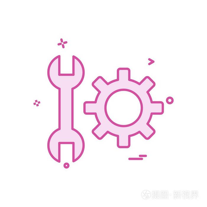 扳手齿轮设置图标矢量设计