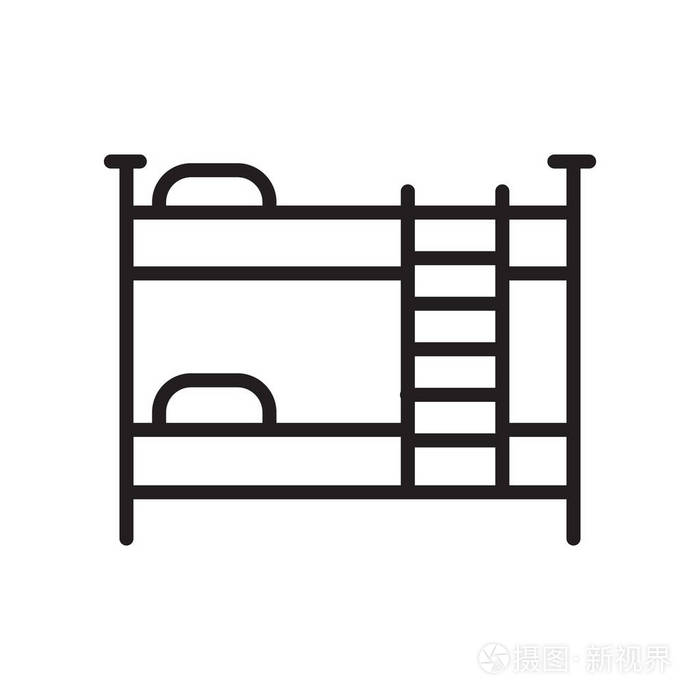 双层床图标矢量隔离在白色背景双层床上,透明标志,线性符号,轮廓风格