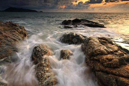 天空 美丽的 颜色 场景 日落 地平线 海湾 美女 风景