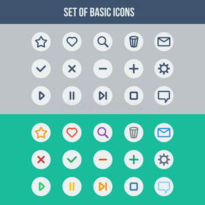 平面用户界面设计元素基本web图标集