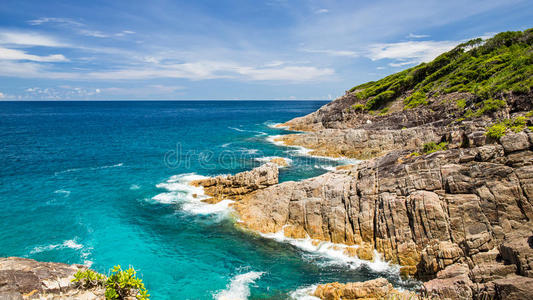 美女 地标 公园 海滩 海岸 美丽的 海湾 风景 岩石 指向