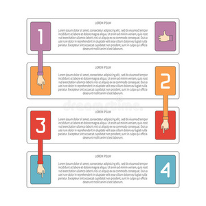 抽象向量4步骤信息模板在平面轮廓风格的布局工作流方案，编号选项，图表或图表