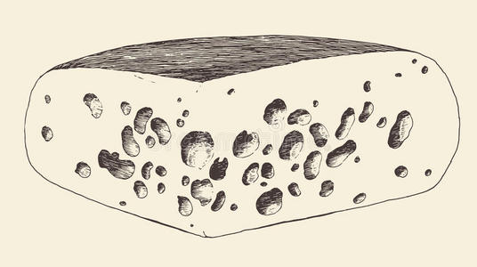 奶酪手绘雕刻复古矢量