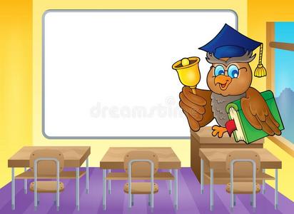 主题 向量 动物 猫头鹰 学习 学校 椅子 桌子 房间 插图