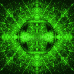 绿色气泡镜分形概念与闪闪发光