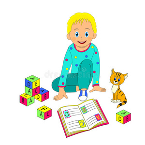 学龄前儿童 童年 可爱的 立方体 小孩 公司 插图 可编辑