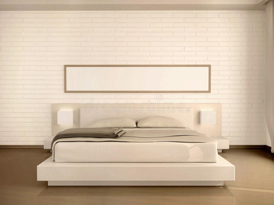 室内现代轻型卧室的三维插图