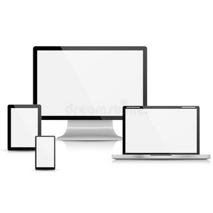 收集现实矢量笔记本电脑，平板电脑，监视器和手机模板