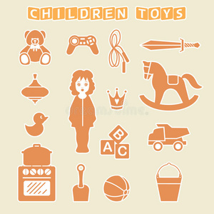 儿童玩具礼品店一套，矢量插图