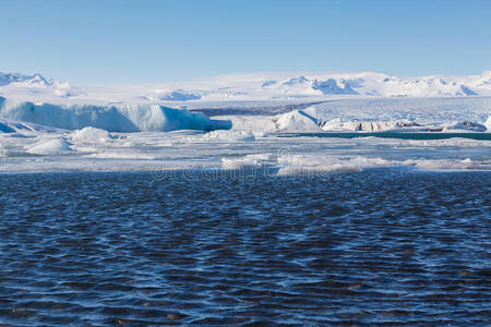美丽的冰湖在Jokulsarlon冰岛