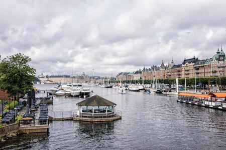 斯堪的纳维亚 防波堤 目的地 海岸 斯德哥尔摩 船舶 田园诗