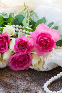 卡片 花束 浪漫 玫瑰 复古的 柔和的 结婚 植物 礼物