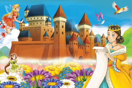 公主和仙女的卡通场景