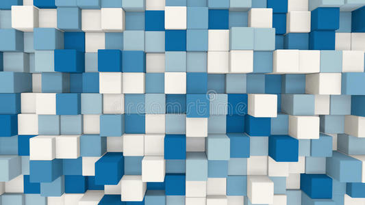 蓝色和白色三维立方体几何背景