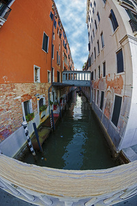 意大利威尼斯一条运河的鱼眼景观3