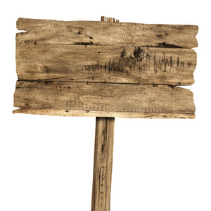 白色隔离木标牌。木制旧木板标牌