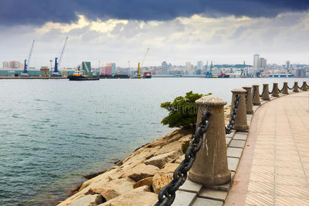 西班牙 地中海 码头 港口 呵呵 海滩 海岸线 旅行 科鲁纳