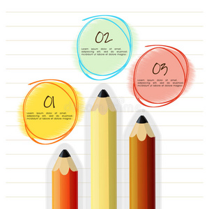 彩色铅笔用于商业信息图形。