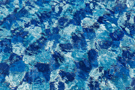 水体背景美丽的蓝色陶瓷马赛克瓷砖游泳池