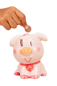 节约 货币 硬币 粉红色 女孩 商业 小猪 生长 银行 安全的